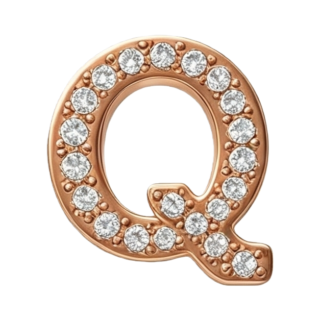 وقلادة من الذهب الورد، مثل الحرف "Q"، لافات فنية في تصميم الأزياء Item Picture