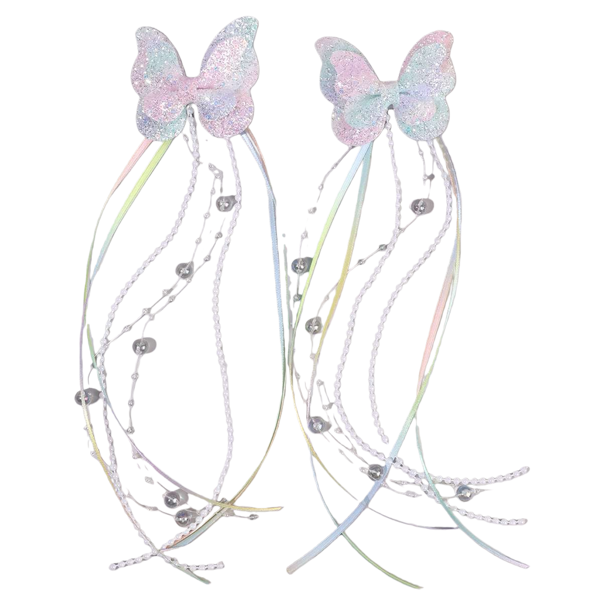 Rainbow gradient butterfly hair accessory, a sweet and cute Korean-style headwear for women, is versatile and fashionable Item Picture