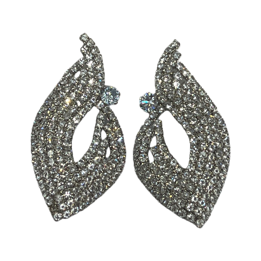 Silver teardrop-shaped diamond-encrusted earrings for women, fashionable and light luxury earrings and accessories, vintage earrings and accessories Item Picture