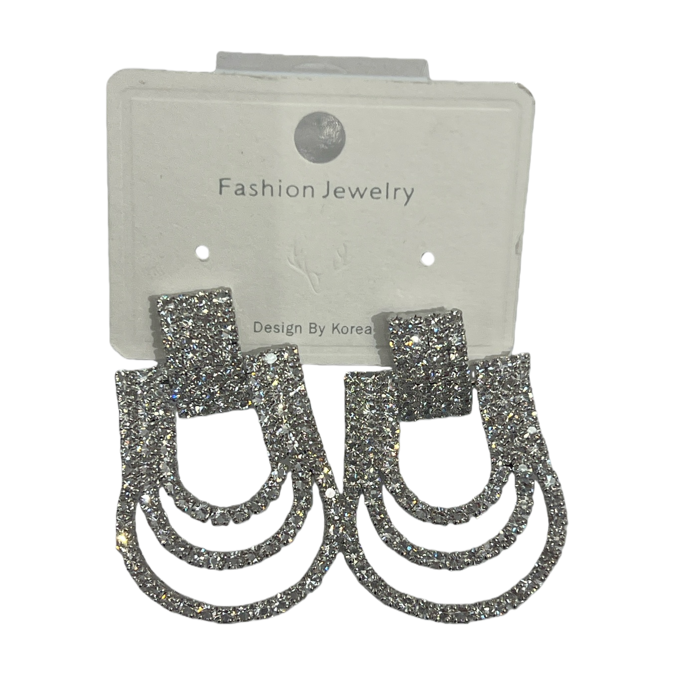 Silver diamond-encrusted earrings, fashionable and light luxury women's earrings and accessories, vintage earrings and accessories Item Picture