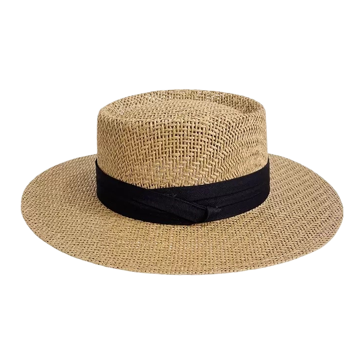Beige straw woven hat for women's summer sun protection and shade, breathable casual woven fisherman's hat Item Picture