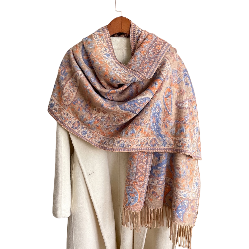 This printed scarf for women in autumn and winter is made of pure cotton, thickened, warm, versatile, fashionable and long Item Picture
