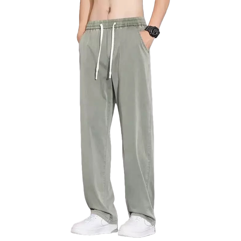 Light green drawstring casual pants for both men and women, loose and versatile sports pants Item Picture