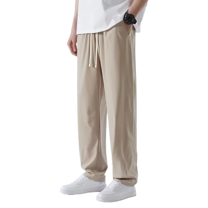 Beige casual pants are versatile loose straight-leg pants for both men and women Item Picture