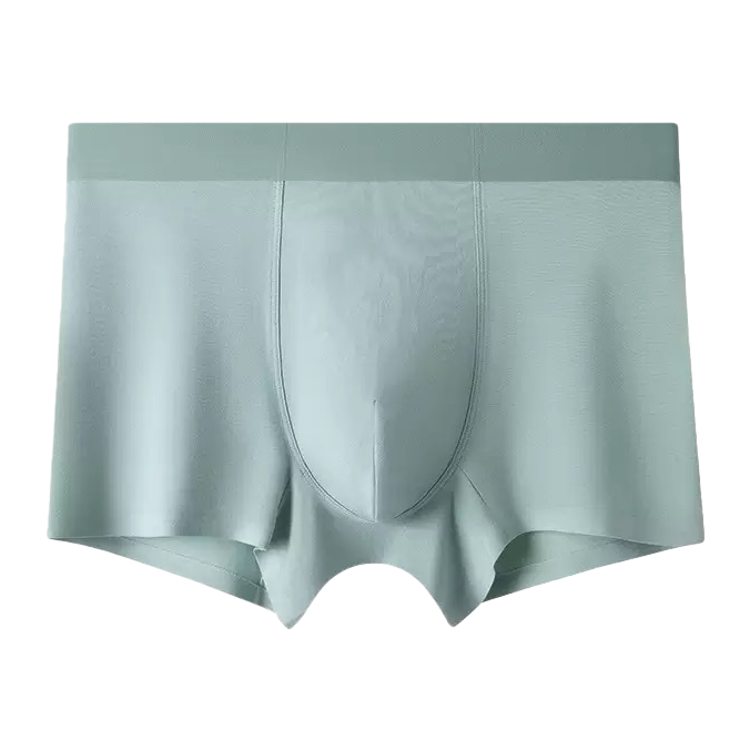 Light green pure cotton men's underwear with flat corners, comfortable and breathable basic style Item Picture