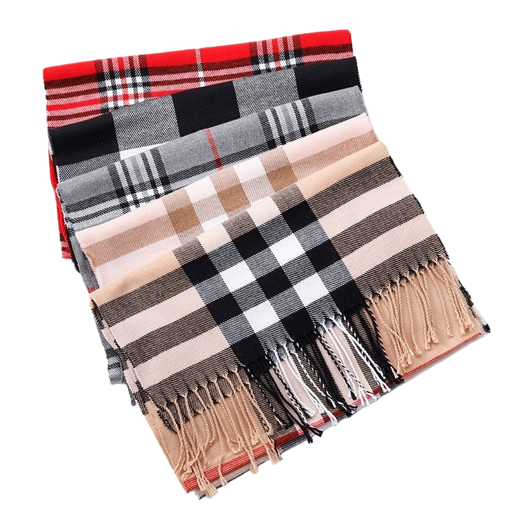 There are various ways to tie a thick wool blend checked scarf for warmth in winter Item Picture