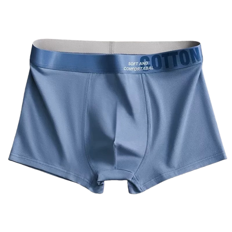 Blue pure cotton men's underwear, comfortable and breathable, with flat corners at the four corners Item Picture