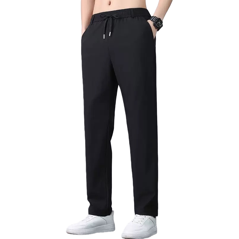 Black casual pants for men, slimming and shaping, versatile pure cotton straight-leg trousers Item Picture