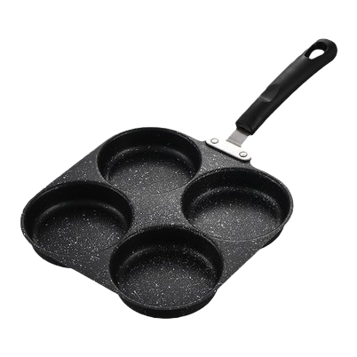 Black four-hole frying pan, household non-stick egg frying pan, multi-functional kitchen cookware Item Picture