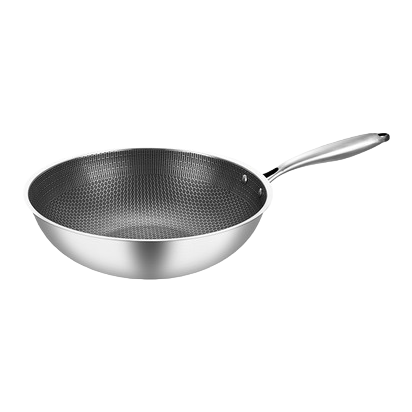 Silver stainless steel wok, household uncoated healthy frying wok, 30cm Item Picture