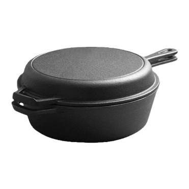 Black cast iron frying pan with lid, 30cm, household uncoated healthy wok and stew pot Item Picture
