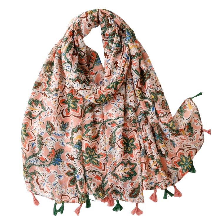 Colorful floral pattern scarves are warm in autumn and winter. Pure cotton knitted scarves are fashionable and versatile for women Item Picture