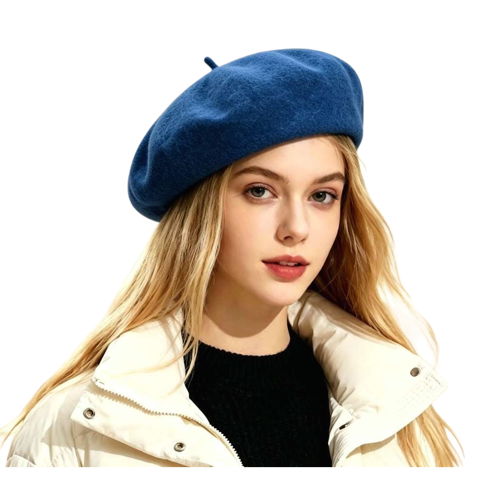 In-stock autumn and winter alpaca beret for women, Korean style, versatile and face-enhancing small woolen top hat, cross-border hat, women's woolen beret, retro British woolen knitted painter hat, adult autumn and winter warm hat Item Picture