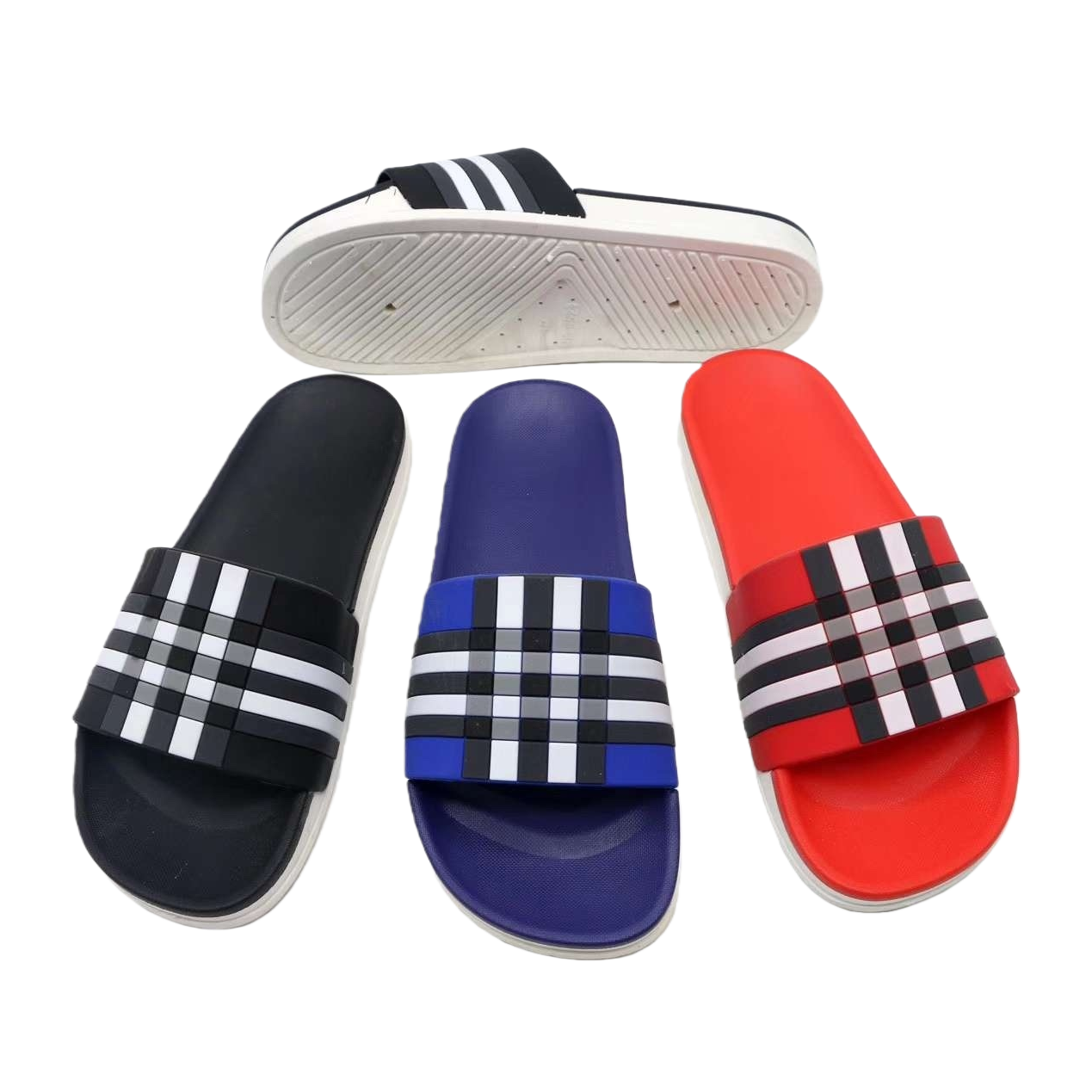 Colorful checkered home slippers for both men and women, comfortable and anti-slip soft soles Item Picture