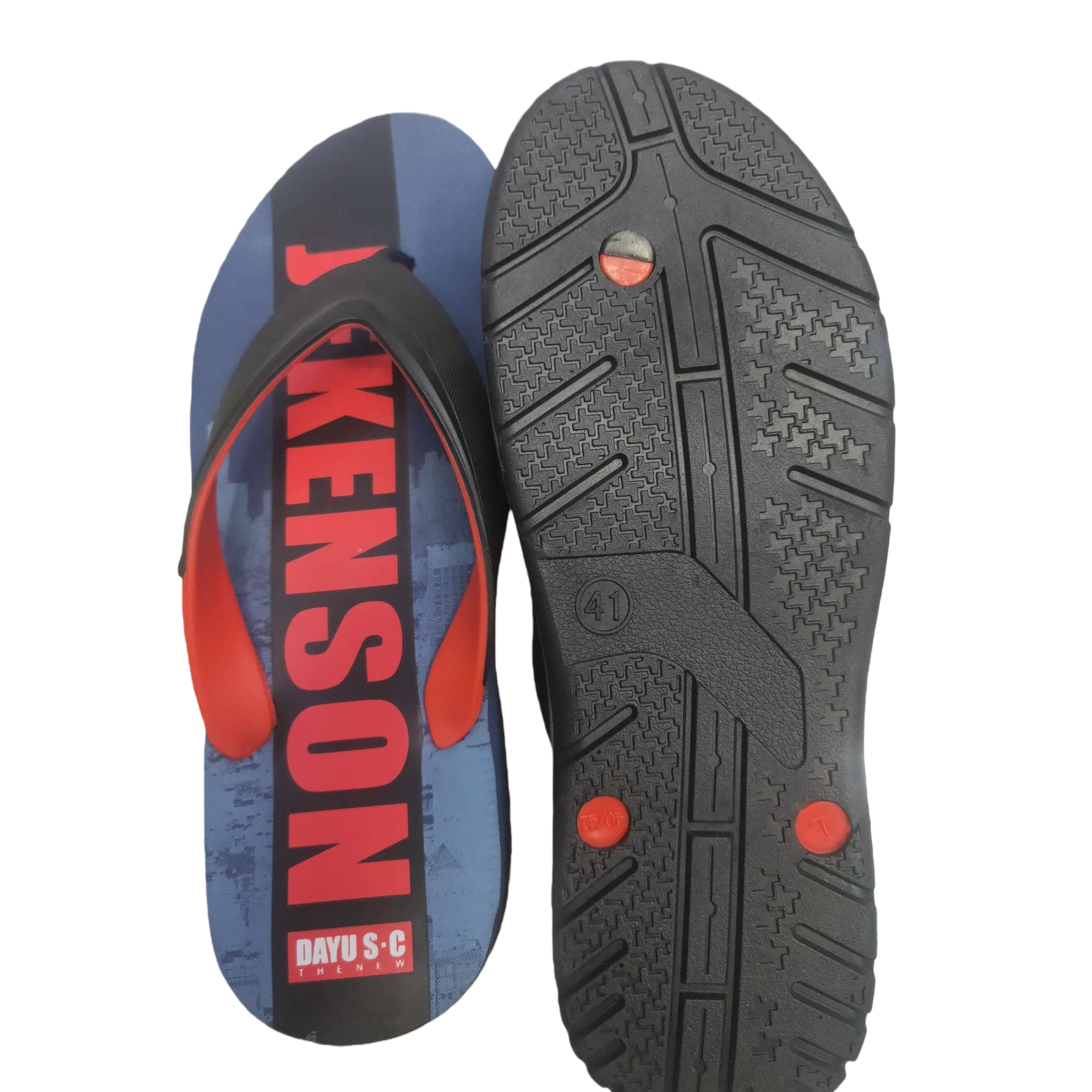 Blue, black and red contrasting chevron slippers, unisex comfortable and anti-slip casual beach shoes Item Picture