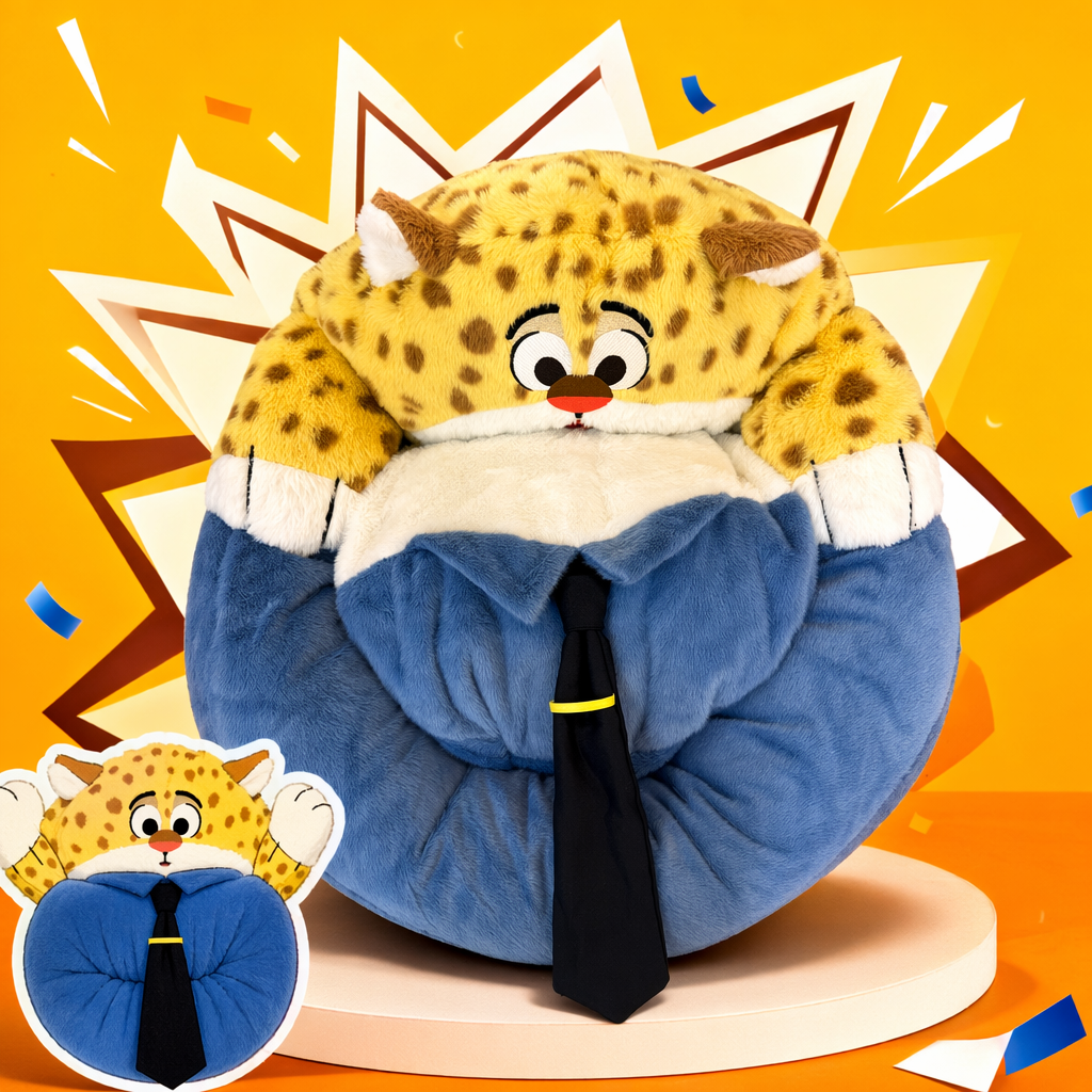 A cute yellow leopard-print plush toy pillow for home decoration Specification image