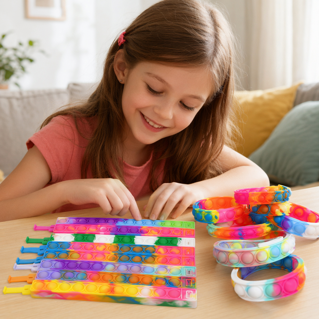 Colorful stress-relieving wristband Silicone elastic stress-relieving toy, suitable for both men and women, comfortable and soft details Picture