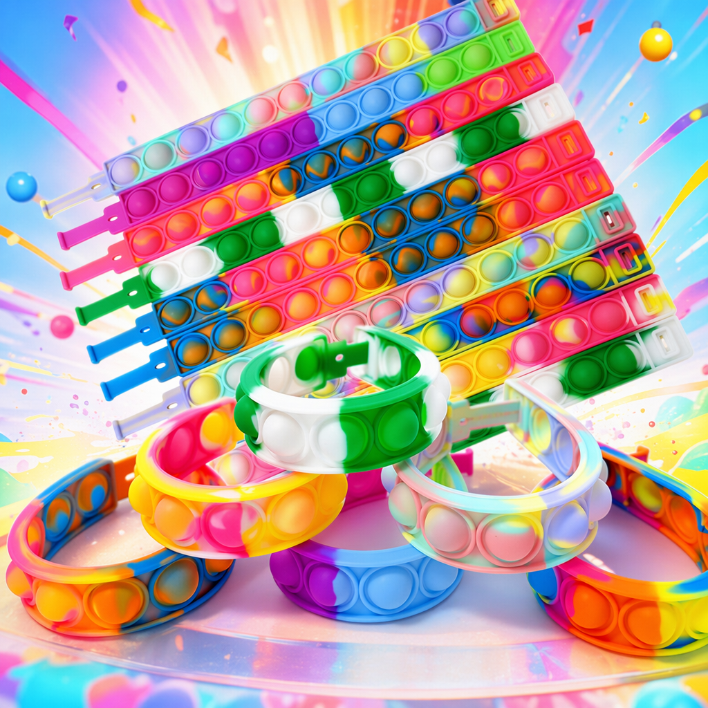 Colorful stress-relieving wristband Silicone elastic stress-relieving toy, suitable for both men and women, comfortable and soft Specification image