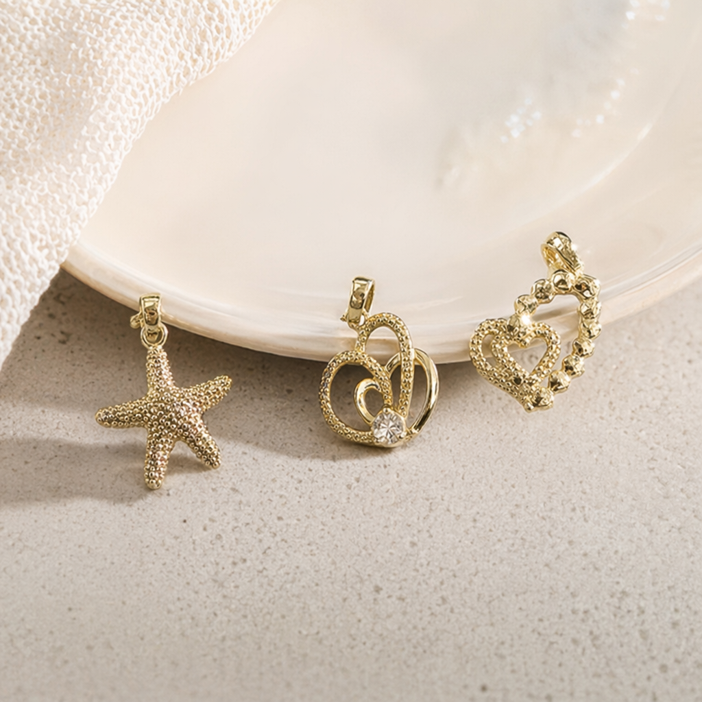 Golden starfish pendant, sterling silver 925 necklace, simple, fashionable and versatile for women details Picture
