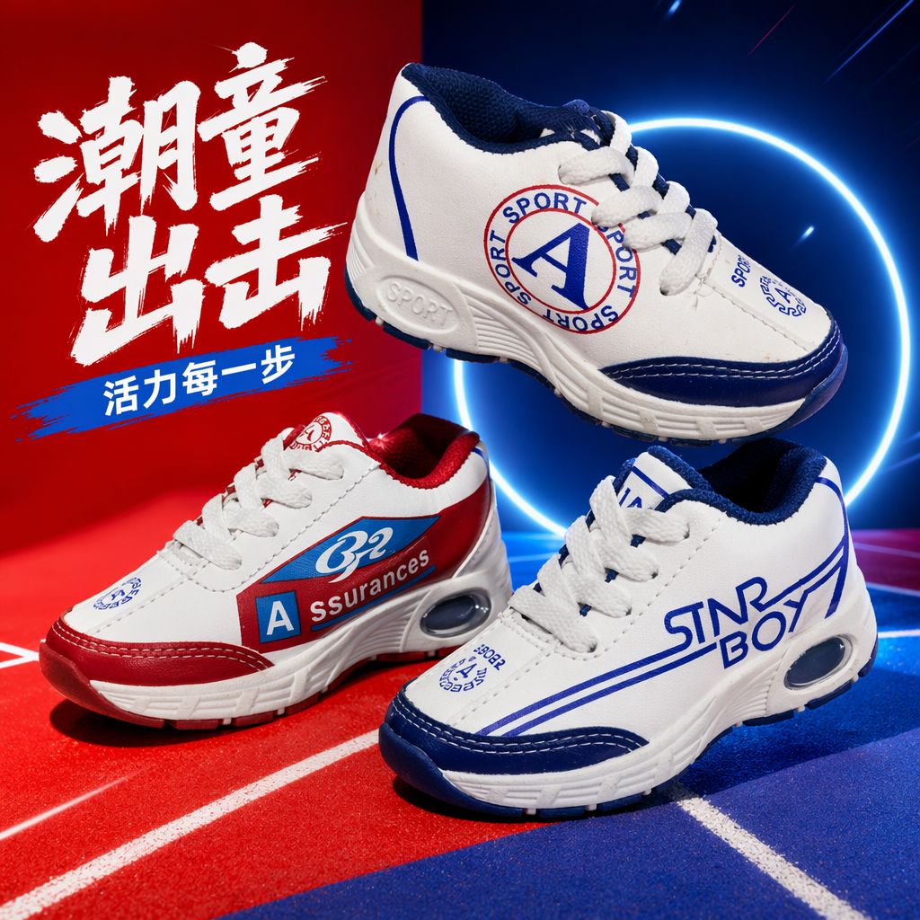 Blue, white and red color sports shoes for both men and women, breathable and shock-absorbing running shoes Specification image