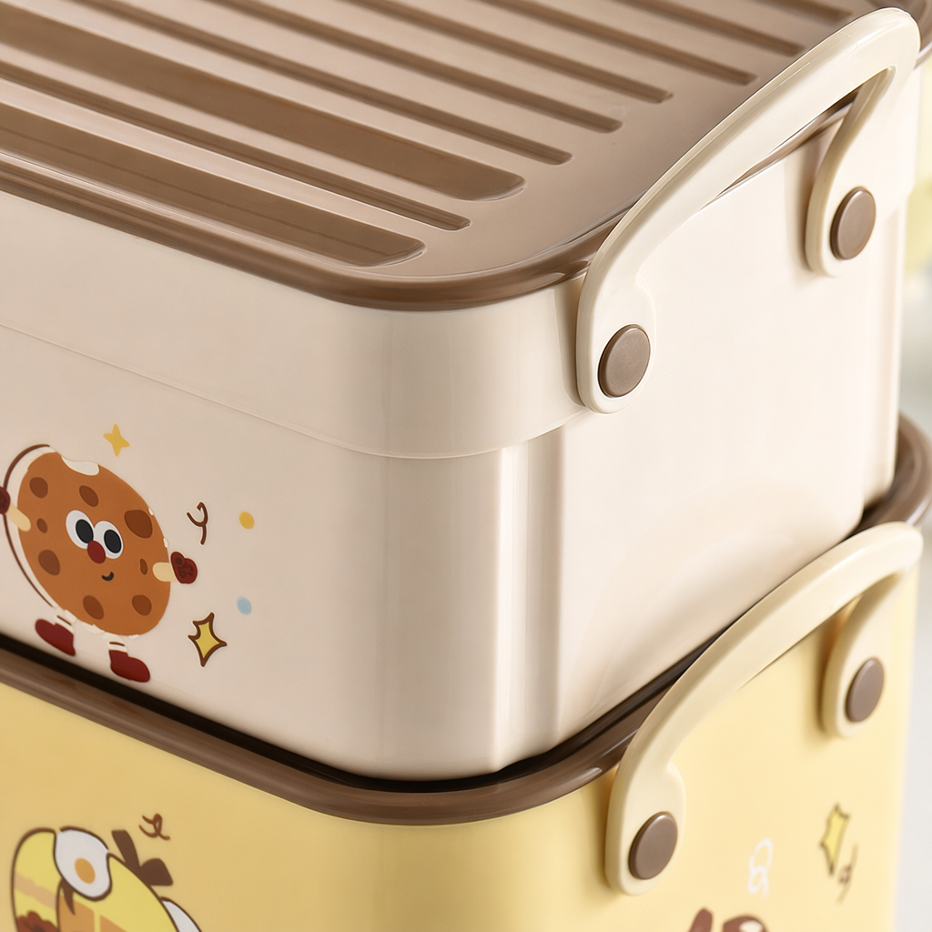Colorful cartoon storage box, children's desktop organizing box, multi-functional storage box, stackable Application Scenario
