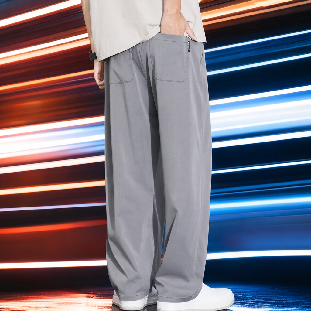 Grey loose trousers, casual and slimming straight-leg pants, unisex Specification image