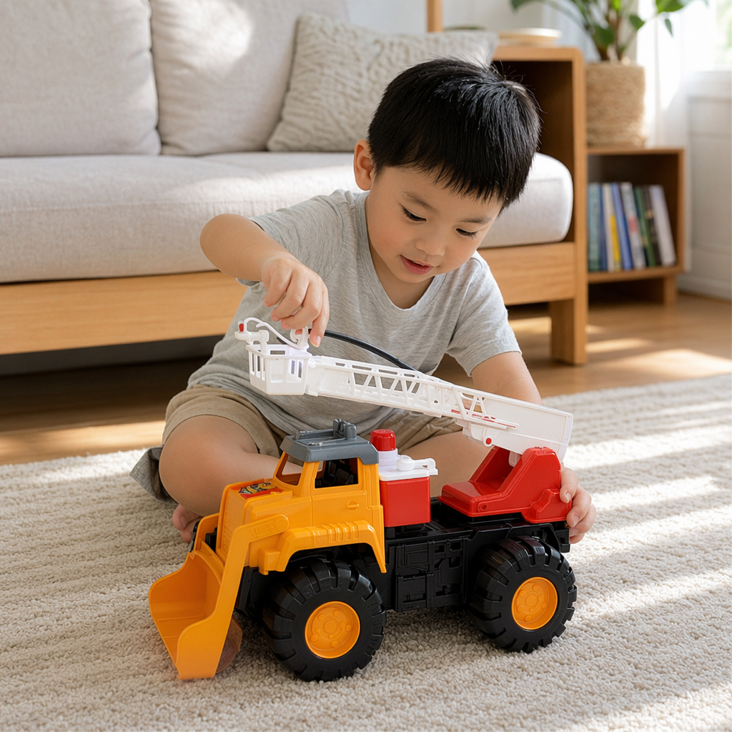 Colorful fire engine children's educational toy simulation sound and movement model details Picture