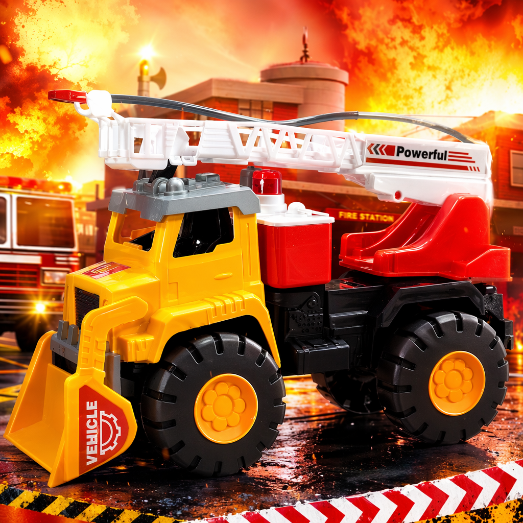 Colorful fire engine children's educational toy simulation sound and movement model Specification image