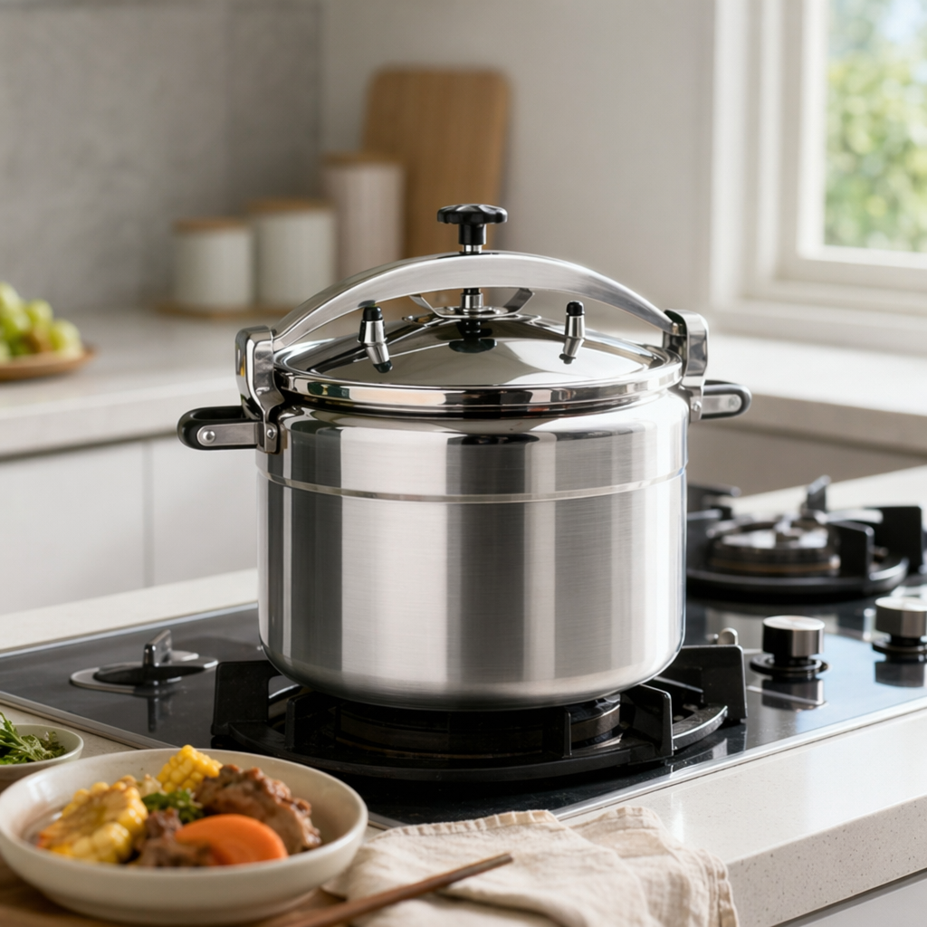 Silver pressure cooker, household multi-functional stainless steel pressure cooker details Picture