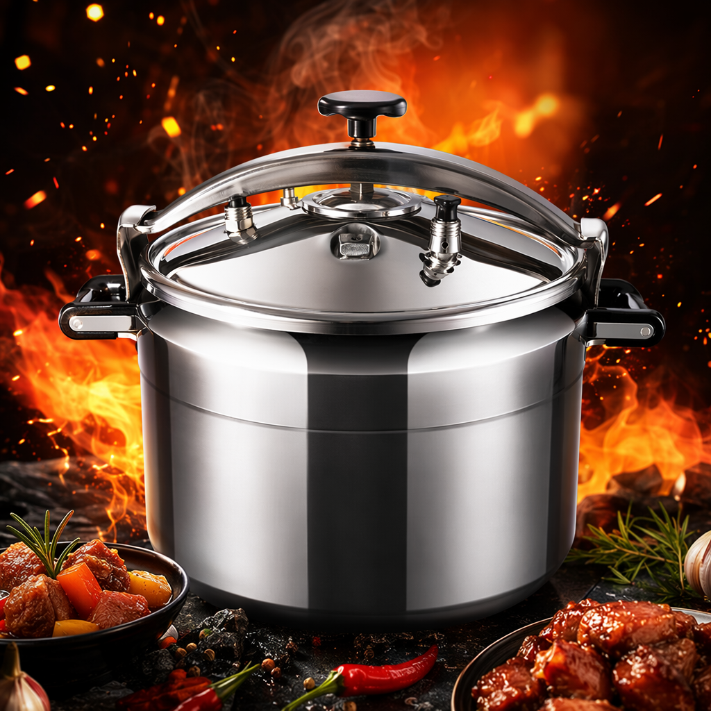 Silver pressure cooker, household multi-functional stainless steel pressure cooker Specification image
