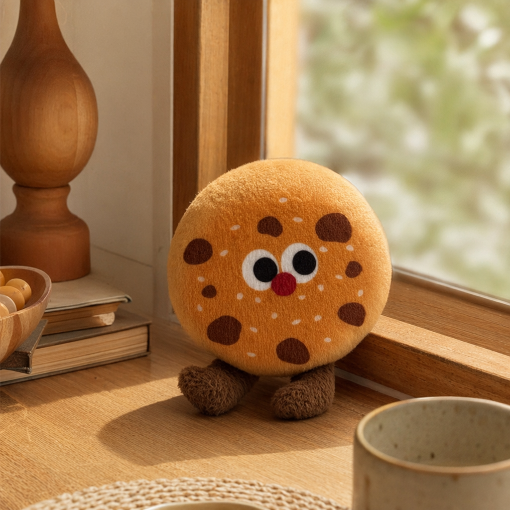 Brown chocolate bean cookie doll, cute snack display, dessert decoration details Picture