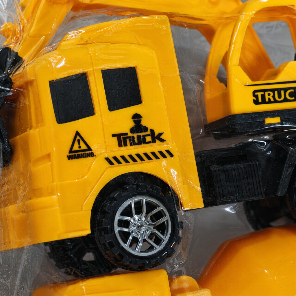 Yellow engineering vehicle toy set: Excavator and cement mixer truck, educational toys for children and boys Application Scenario