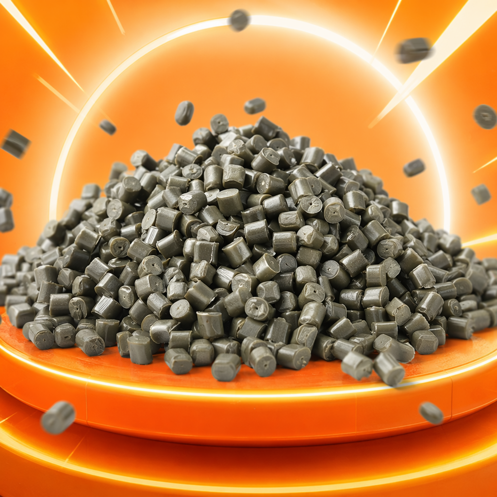 Grayish-green granular plastic particles, industrial-grade PP PE raw material, general-purpose plastic particles Specification image