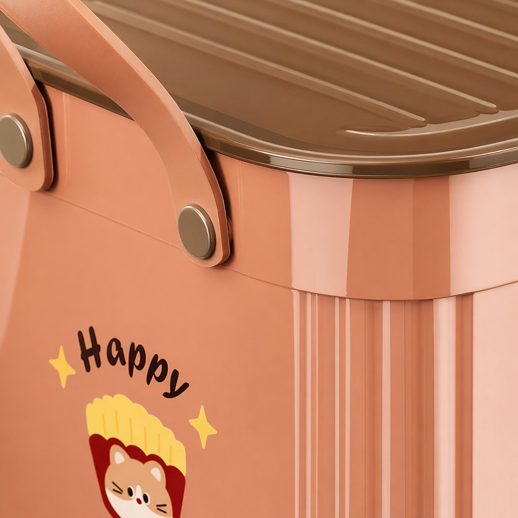 Pink cartoon cat French fries pattern storage box, home desktop clutter organizing box Application Scenario