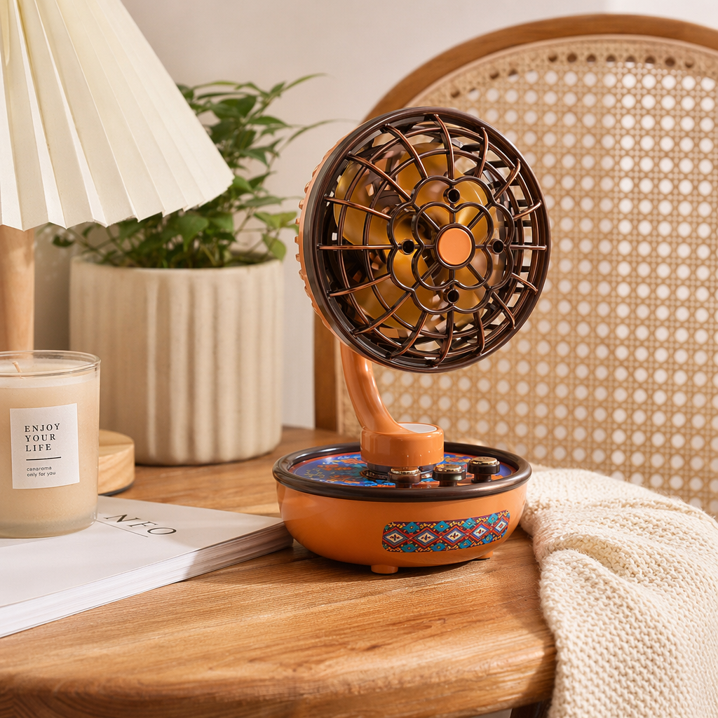 Southeast Asian retro style brown packaging box fan details Picture