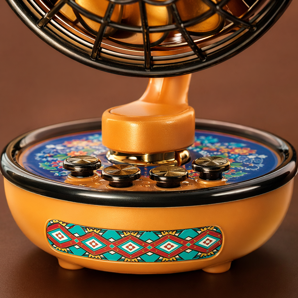 Southeast Asian retro style brown packaging box fan Application Scenario