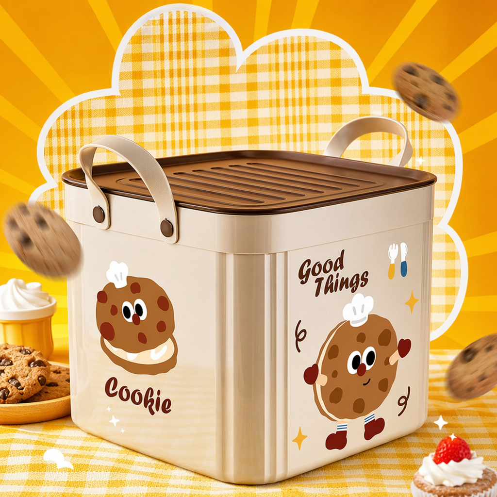 A cream-colored square covered storage box for home organization and storage in a simple style Specification image