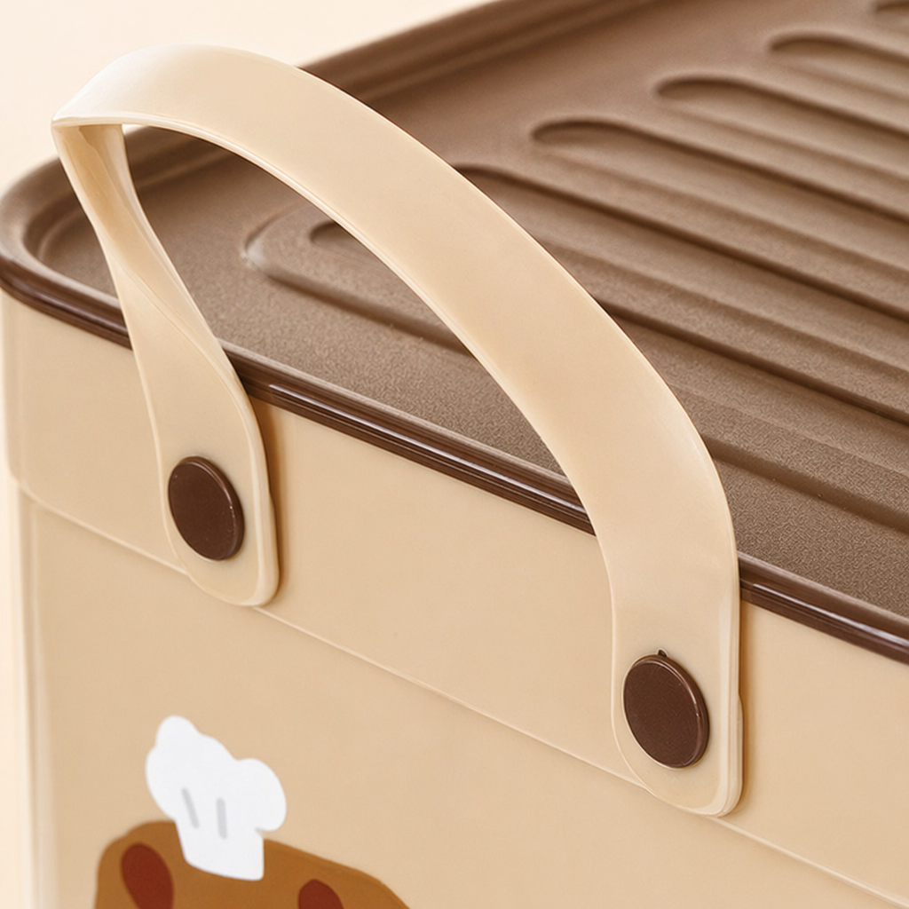 A cream-colored square covered storage box for home organization and storage in a simple style Application Scenario