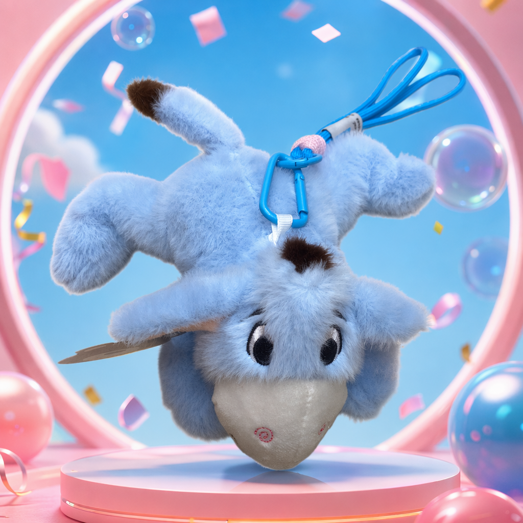 Blue plush donkey pendant, cute and fun car backpack keychain decoration Specification image
