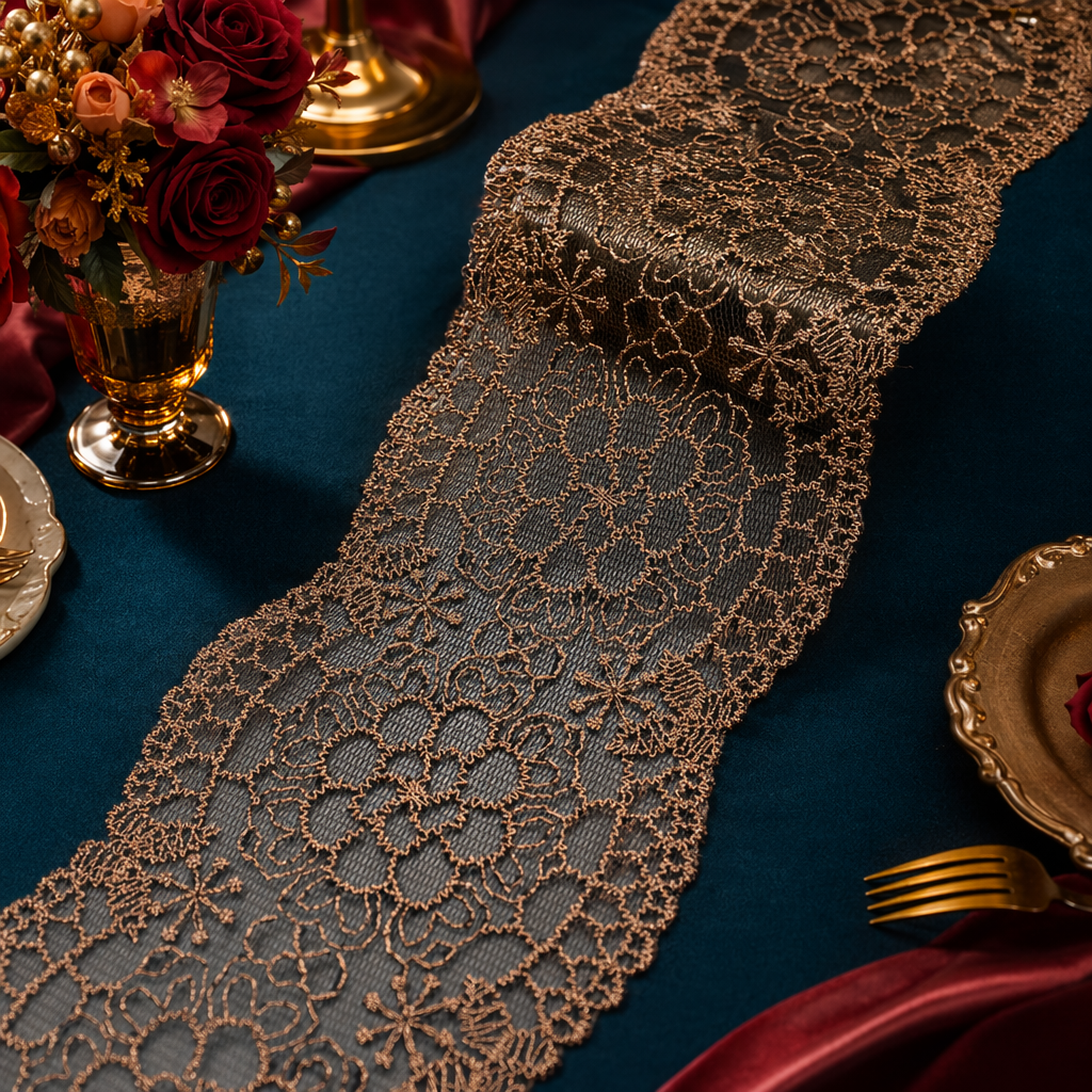 DIY hand-stitched material for golden lace trim decoration fabric Specification image