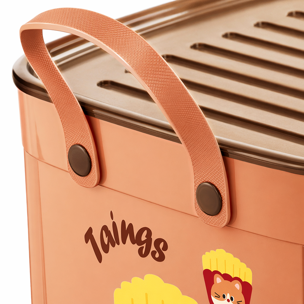 Pink square covered storage box for home organization and storage in a simple style Application Scenario