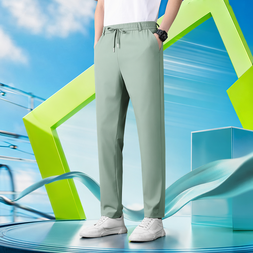 Light green casual pants for men, slimming and form-fitting summer thin trousers for men Specification image
