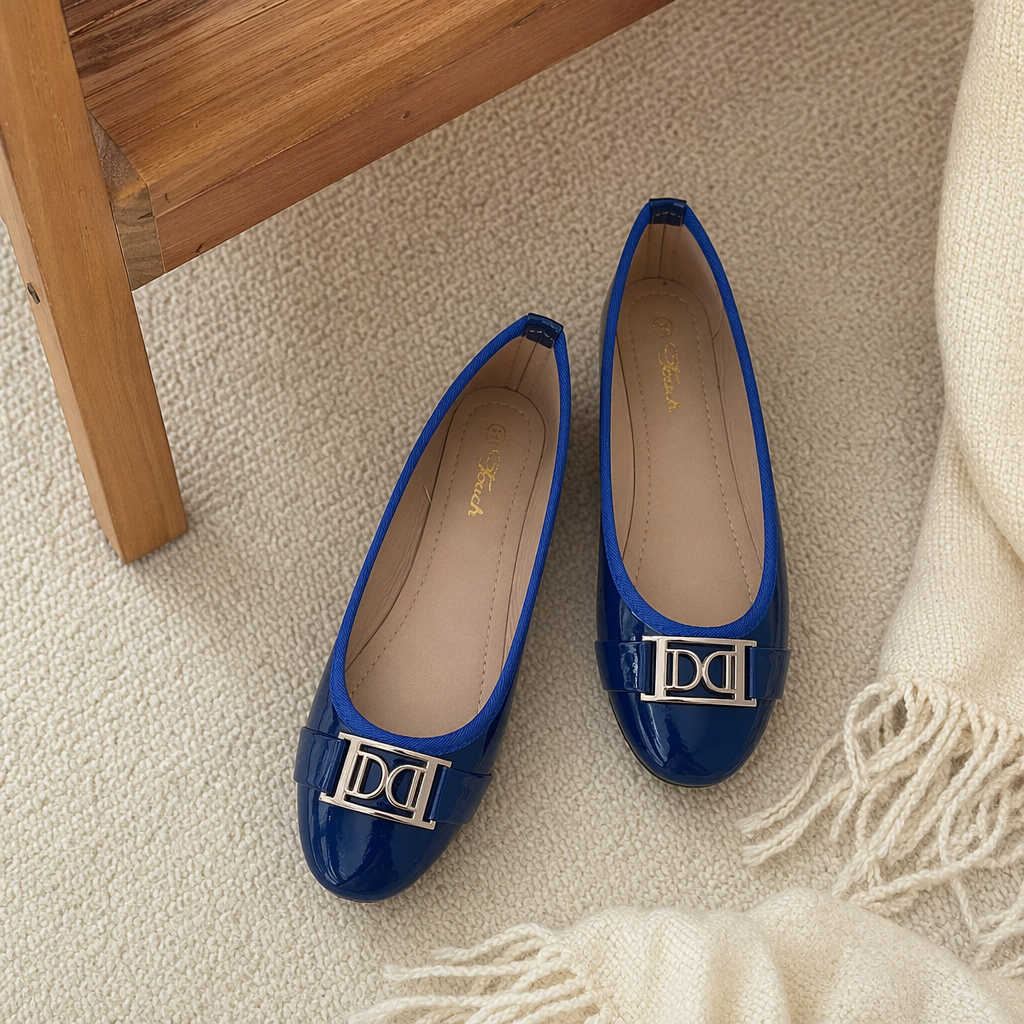 The blue women's flat shoes are comfortable soft-soled casual single shoes that go well with spring and autumn details Picture