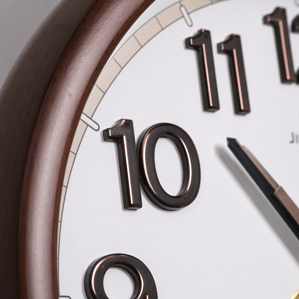 Brown-framed wall clock, simple and modern wall-mounted clock for living room and bedroom, silent design Application Scenario