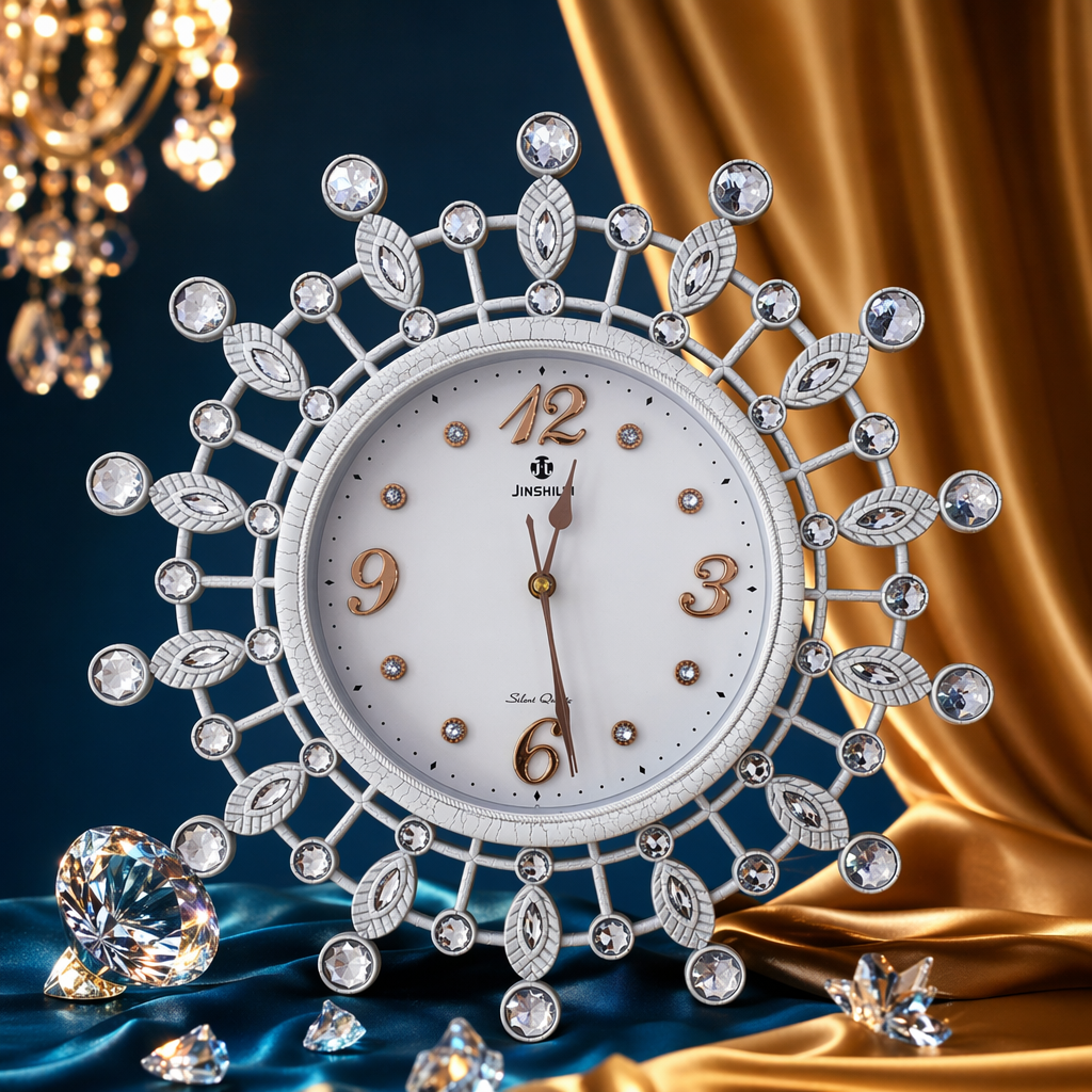 A simple and fashionable wall-mounted clock for the living room and bedroom, decorated with white diamonds Specification image