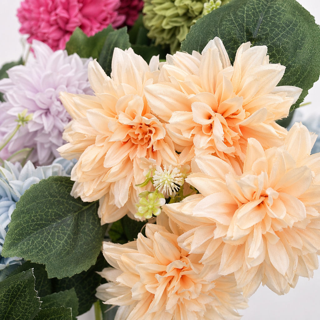 Colorful artificial chrysanthemum bouquets and artificial flower decorations for home living room dining tables Application Scenario