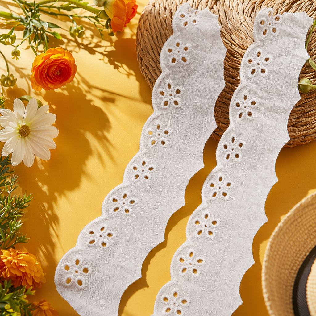 White lace lace, pure cotton wide-edge decorative fabric lace Specification image