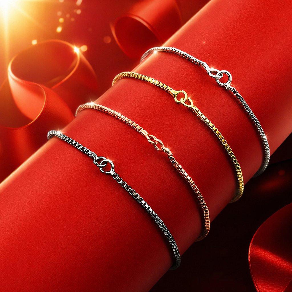 A red cylindrical four-chain metal bracelet Specification image