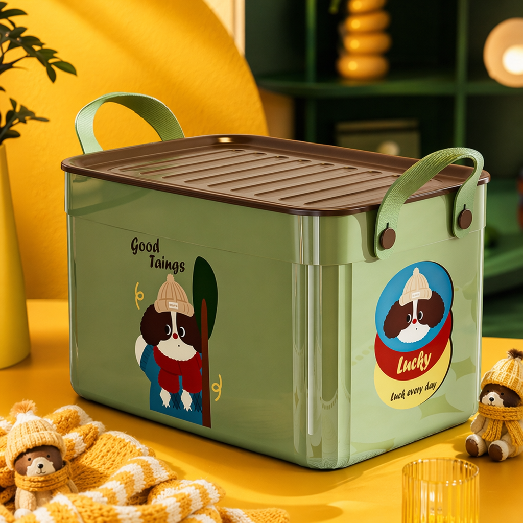 Green rectangular covered storage box for home organization and storage, large-capacity dust-proof storage box Specification image
