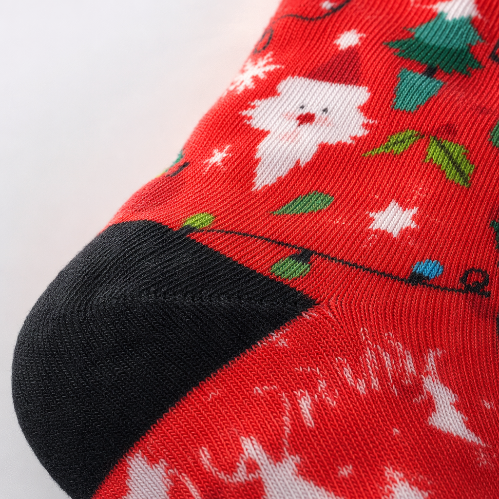 Red Christmas-themed socks, Christmas decorative socks, red holiday socks Application Scenario